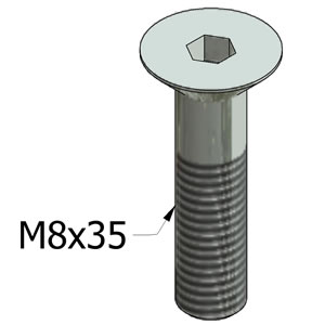 M8x35 Flat Head Screw Zinc Plated